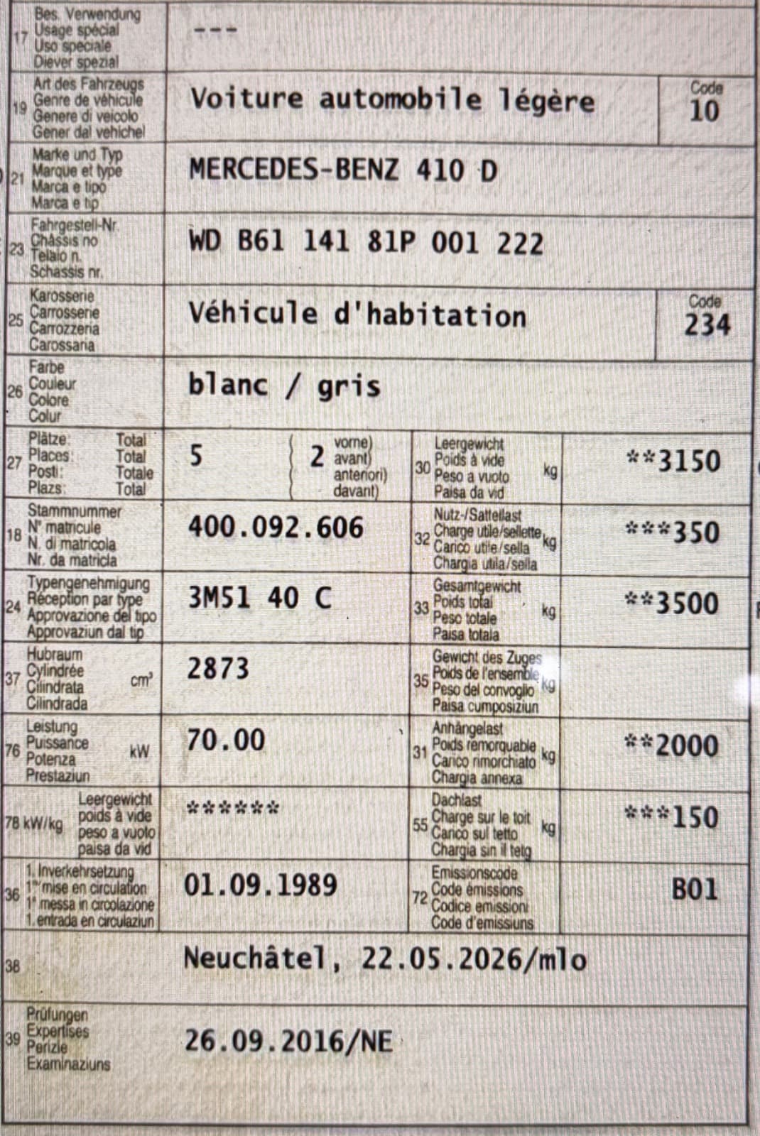 Mercedes 410d 1989 146'000 km roulant véhicule pour export Vallorbe Suisse romande Drive ON SA — photo 6