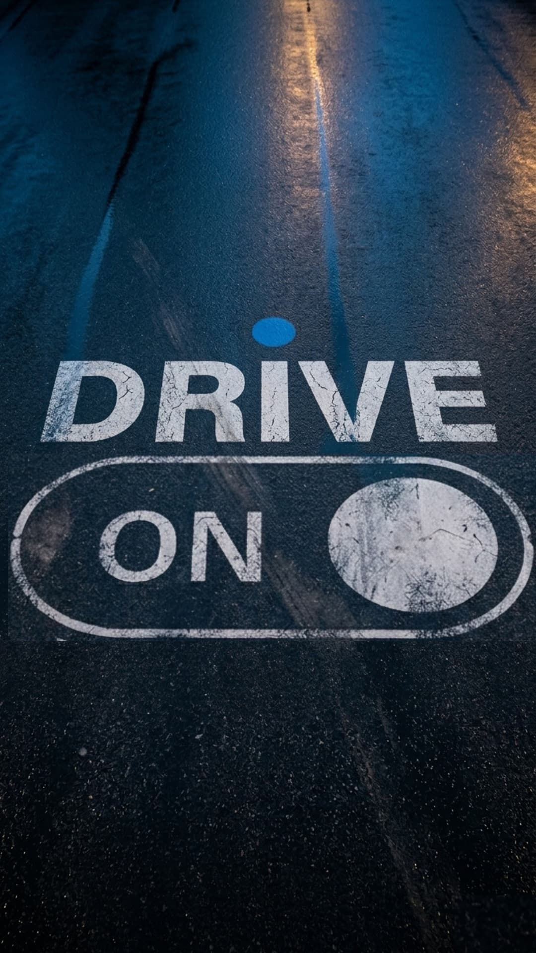 Drive ON SA logo peint au sol asphalte - location voiture sans caution